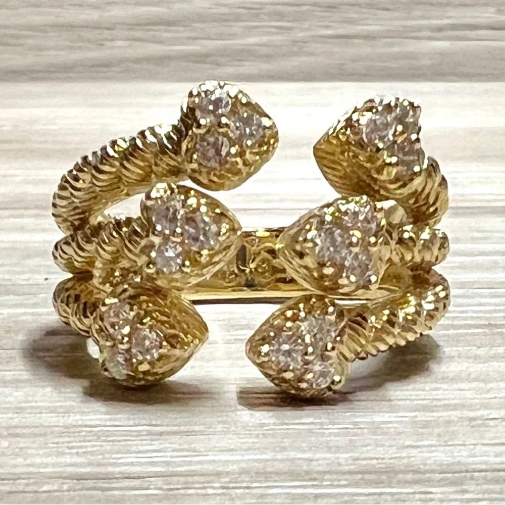 Judith Ripka Sterling Silver & 14K Gold Clad Diamonique Hearts Ring, Size 7, 9g - Picture 2 of 11